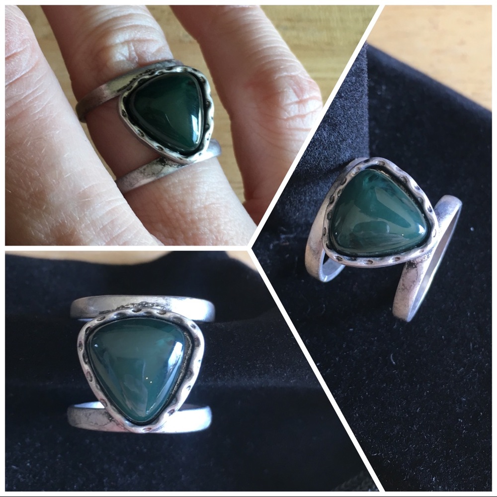 💋🎉HP🎉LAST ONE! Stone midi ring silver /emerald - Picture 3 of 8
